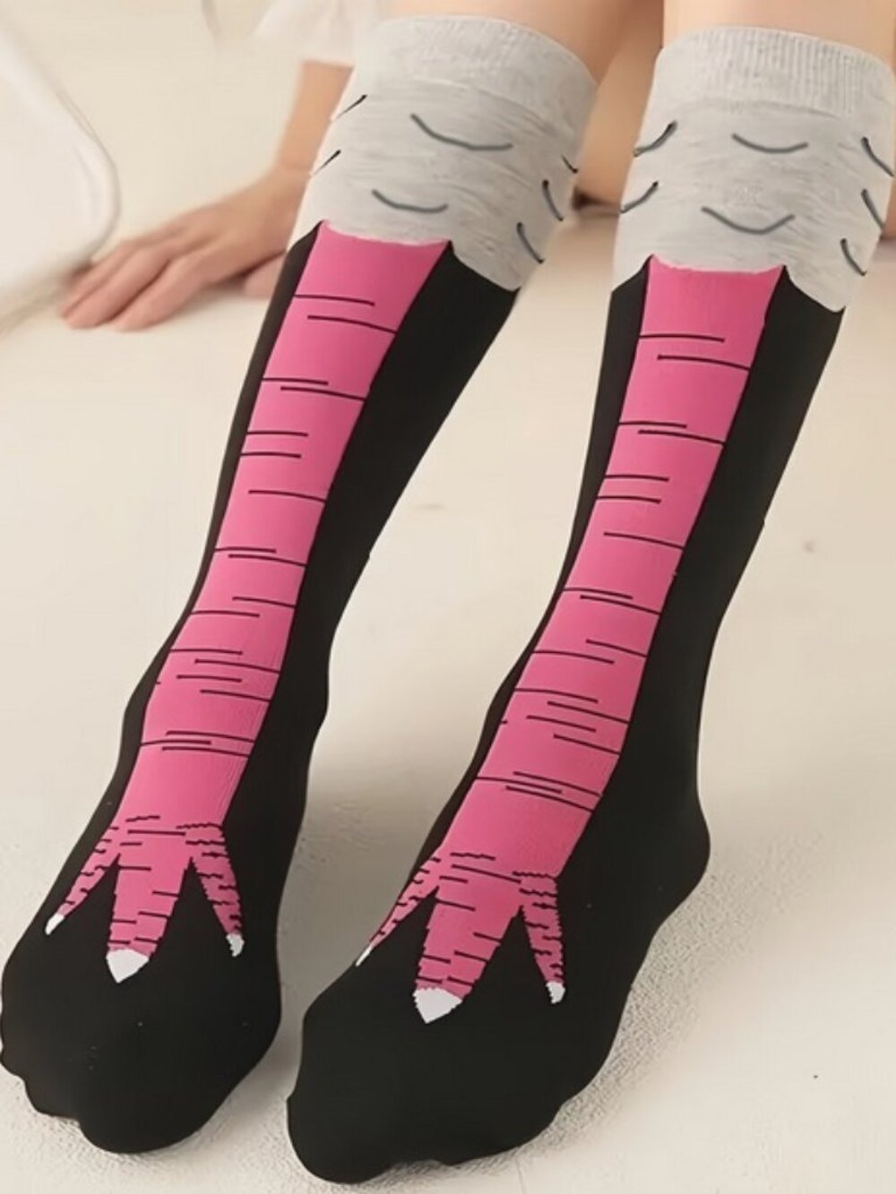 NWT NEW Animal Socks Chicken Feet Funny Halloween Black Pink White NIP